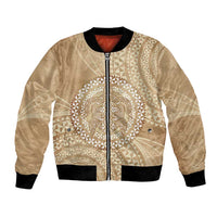 Tonga Ngatu Turtle Bomber Jacket Vintage Tongan Tapa Cloth LT14 Unisex Brown - Polynesian Pride