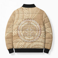 Tonga Ngatu Turtle Bomber Puffer Jacket Vintage Tongan Tapa Cloth LT14 - Polynesian Pride
