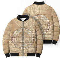 Tonga Ngatu Turtle Bomber Puffer Jacket Vintage Tongan Tapa Cloth LT14 - Polynesian Pride