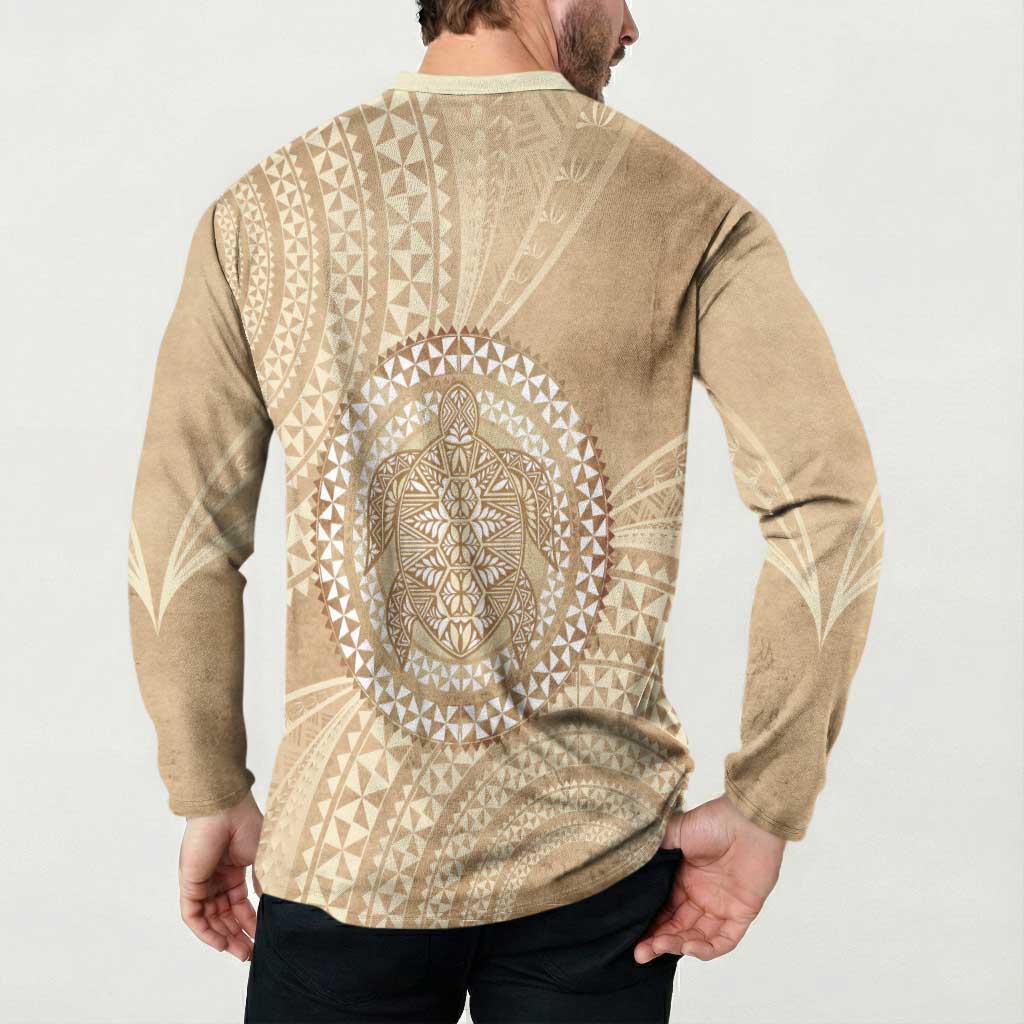 Tonga Ngatu Turtle Button Sweatshirt Vintage Tongan Tapa Cloth LT14 - Polynesian Pride