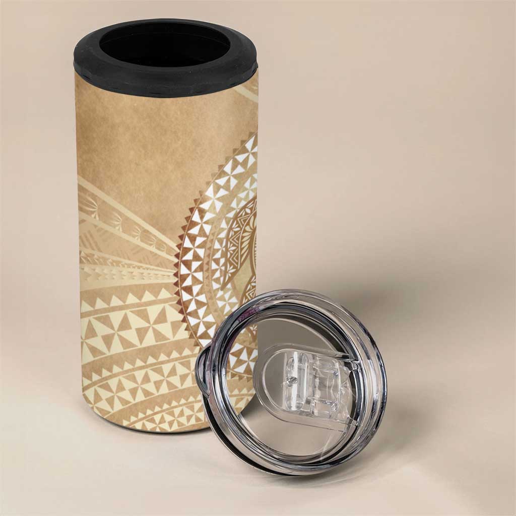 Tonga Ngatu Turtle 4 in 1 Can Cooler Tumbler Vintage Tongan Tapa Cloth LT14 - Polynesian Pride