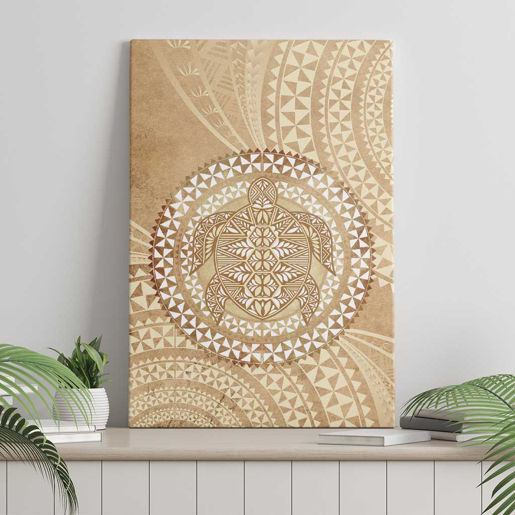Tonga Ngatu Turtle Canvas Wall Art Vintage Tongan Tapa Cloth LT14 - Polynesian Pride