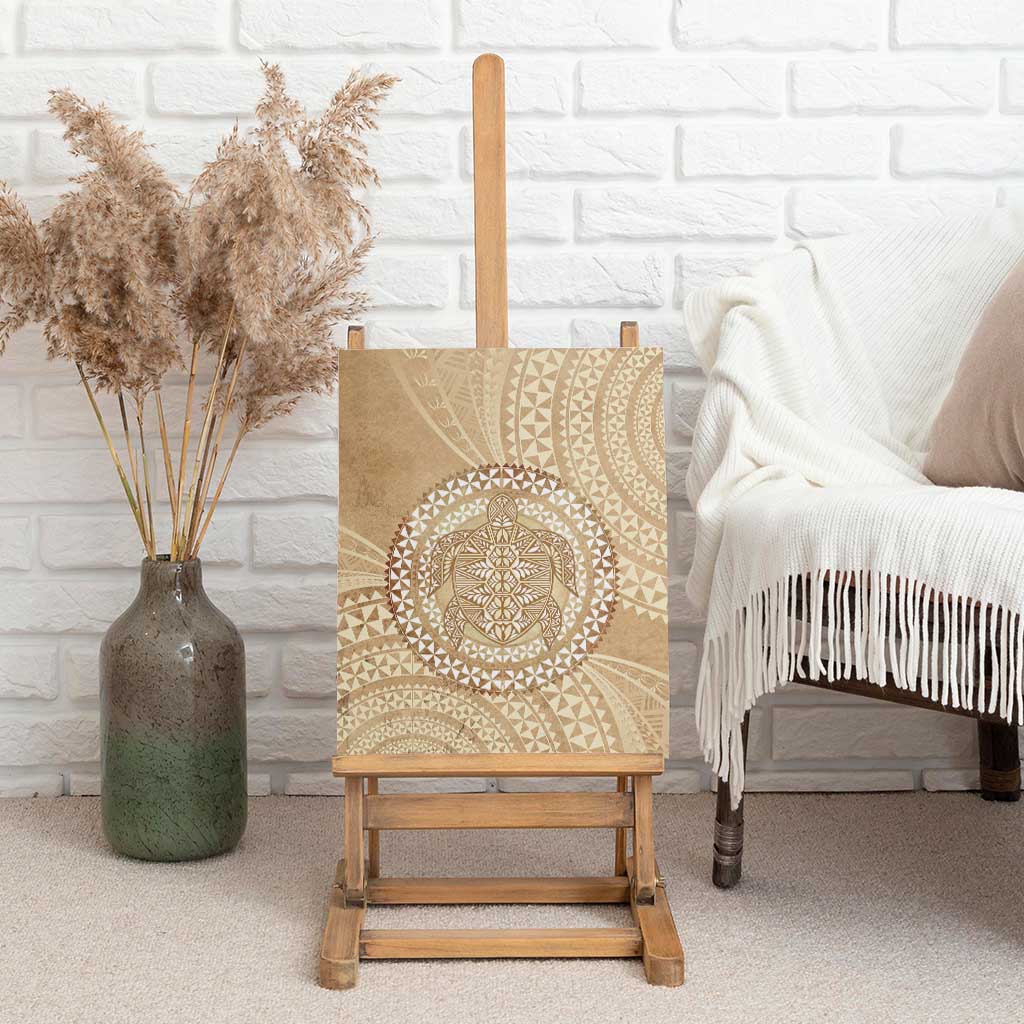Tonga Ngatu Turtle Canvas Wall Art Vintage Tongan Tapa Cloth LT14 - Polynesian Pride