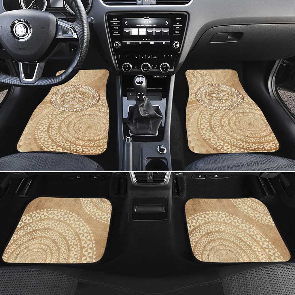 Tonga Ngatu Turtle Car Mats Vintage Tongan Tapa Cloth LT14 Set 4pcs Brown - Polynesian Pride