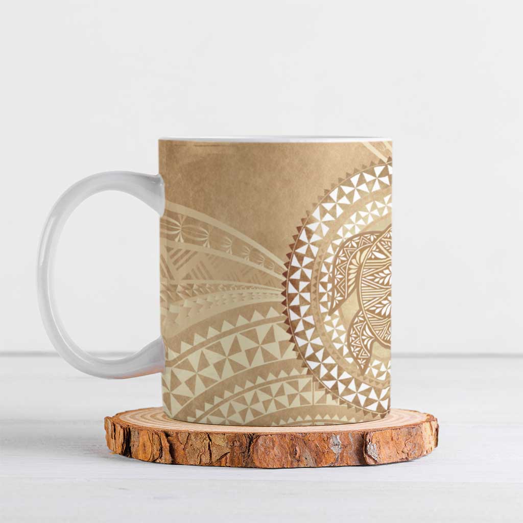 Tonga Ngatu Turtle Ceramic Mug Vintage Tongan Tapa Cloth LT14 Brown - Polynesian Pride