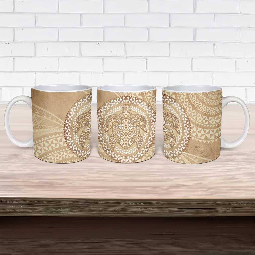Tonga Ngatu Turtle Ceramic Mug Vintage Tongan Tapa Cloth LT14 - Polynesian Pride