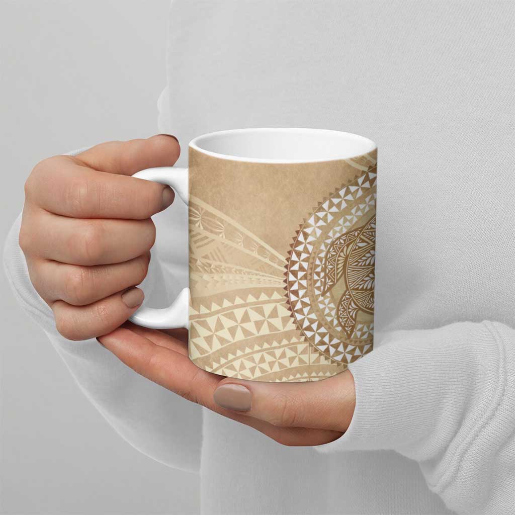 Tonga Ngatu Turtle Ceramic Mug Vintage Tongan Tapa Cloth LT14 - Polynesian Pride