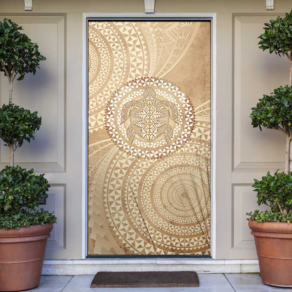 Tonga Ngatu Turtle Door Cover Vintage Tongan Tapa Cloth LT14 Brown - Polynesian Pride