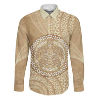 Tonga Ngatu Turtle Family Matching Off The Shoulder Long Sleeve Dress and Hawaiian Shirt Vintage Tongan Tapa Cloth