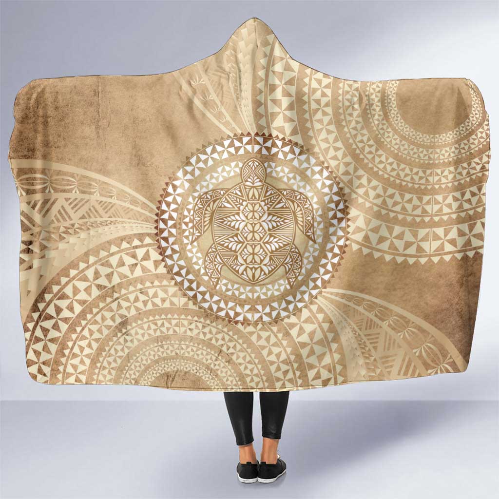 Tonga Ngatu Turtle Hooded Blanket Vintage Tongan Tapa Cloth LT14 One Size Brown - Polynesian Pride