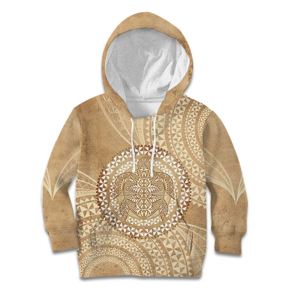Tonga Ngatu Turtle Kid Hoodie Vintage Tongan Tapa Cloth LT14 Hoodie Brown - Polynesian Pride