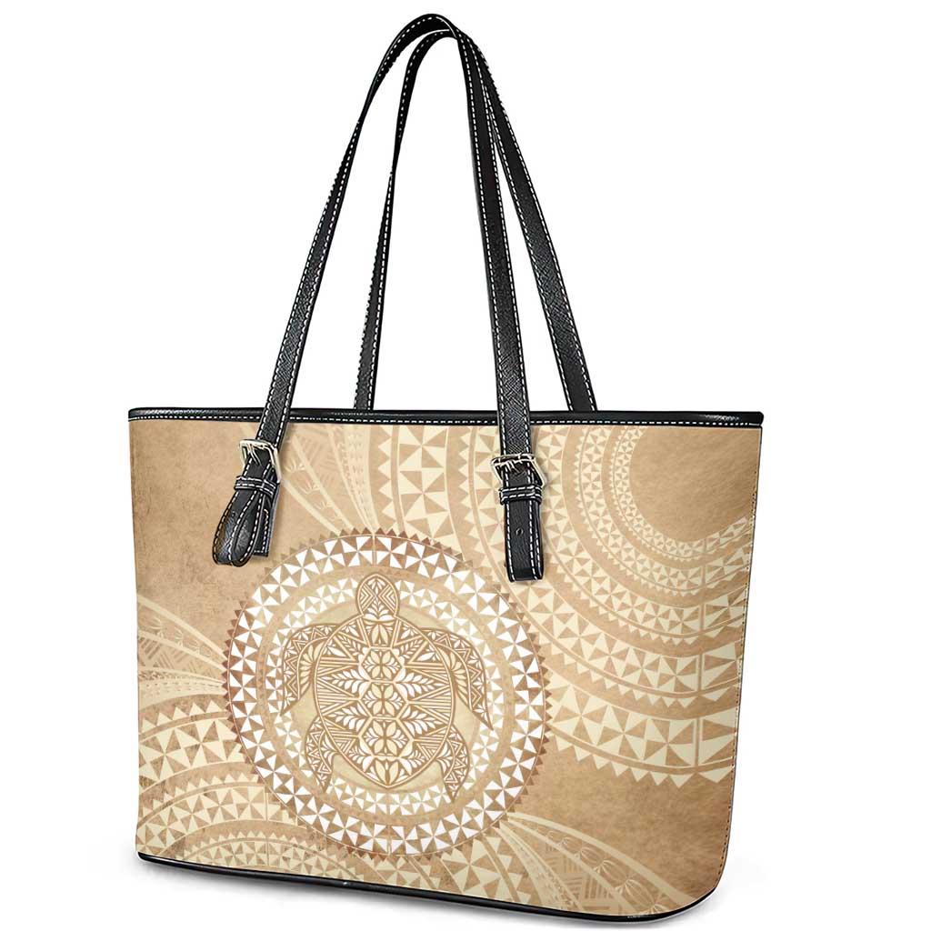 Tonga Ngatu Turtle Leather Tote Bag Vintage Tongan Tapa Cloth LT14 - Polynesian Pride