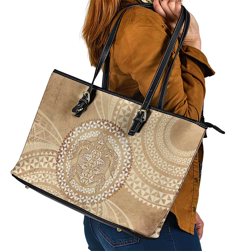 Tonga Ngatu Turtle Leather Tote Bag Vintage Tongan Tapa Cloth LT14 - Polynesian Pride