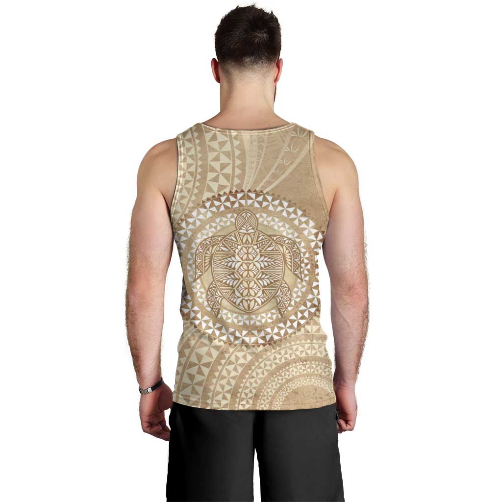 Tonga Ngatu Turtle Men Tank Top Vintage Tongan Tapa Cloth LT14 - Polynesian Pride
