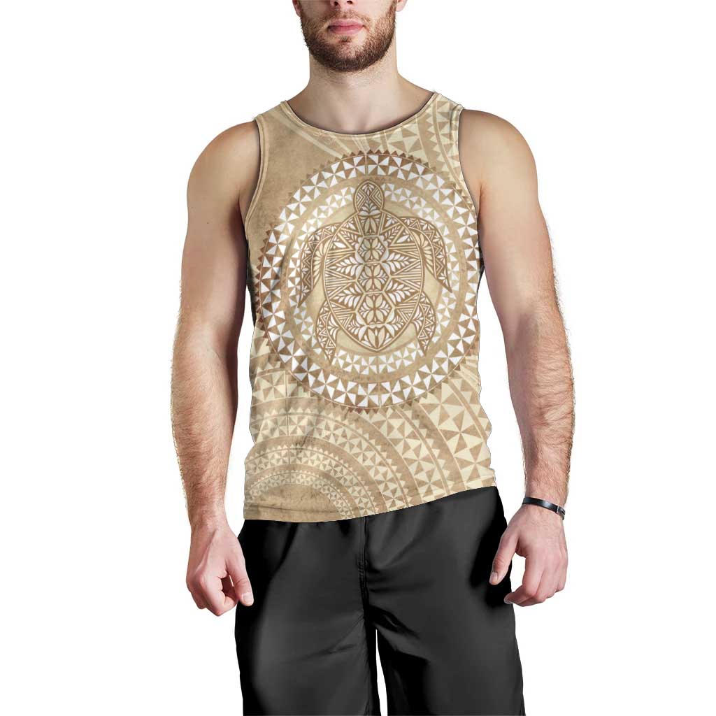 Tonga Ngatu Turtle Men Tank Top Vintage Tongan Tapa Cloth LT14 - Polynesian Pride