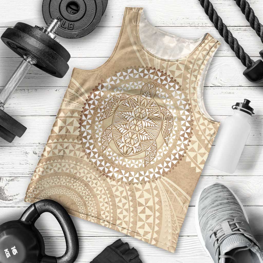 Tonga Ngatu Turtle Men Tank Top Vintage Tongan Tapa Cloth LT14 - Polynesian Pride