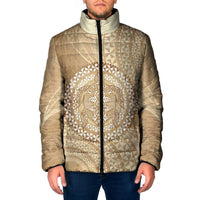 Tonga Ngatu Turtle Padded Jacket Vintage Tongan Tapa Cloth LT14 Men Brown - Polynesian Pride