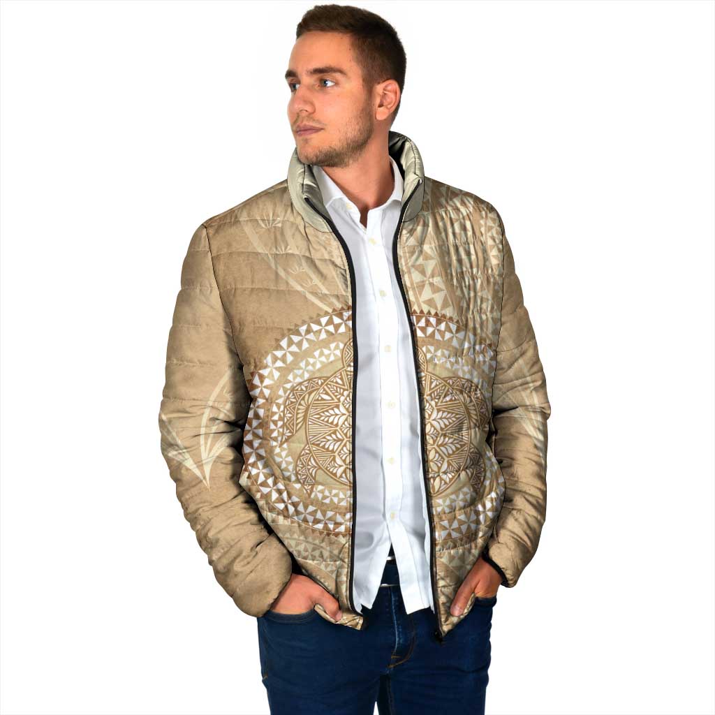 Tonga Ngatu Turtle Padded Jacket Vintage Tongan Tapa Cloth LT14 - Polynesian Pride