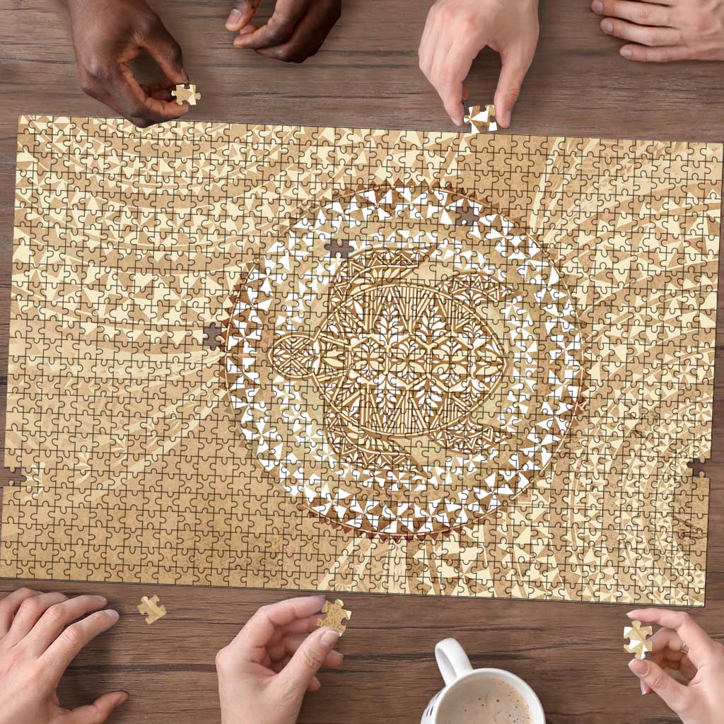 Tonga Ngatu Turtle Puzzle Vintage Tongan Tapa Cloth LT14 - Polynesian Pride