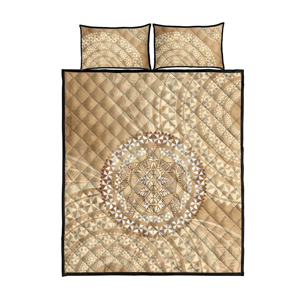 Tonga Ngatu Turtle Quilt Bed Set Vintage Tongan Tapa Cloth LT14 - Polynesian Pride