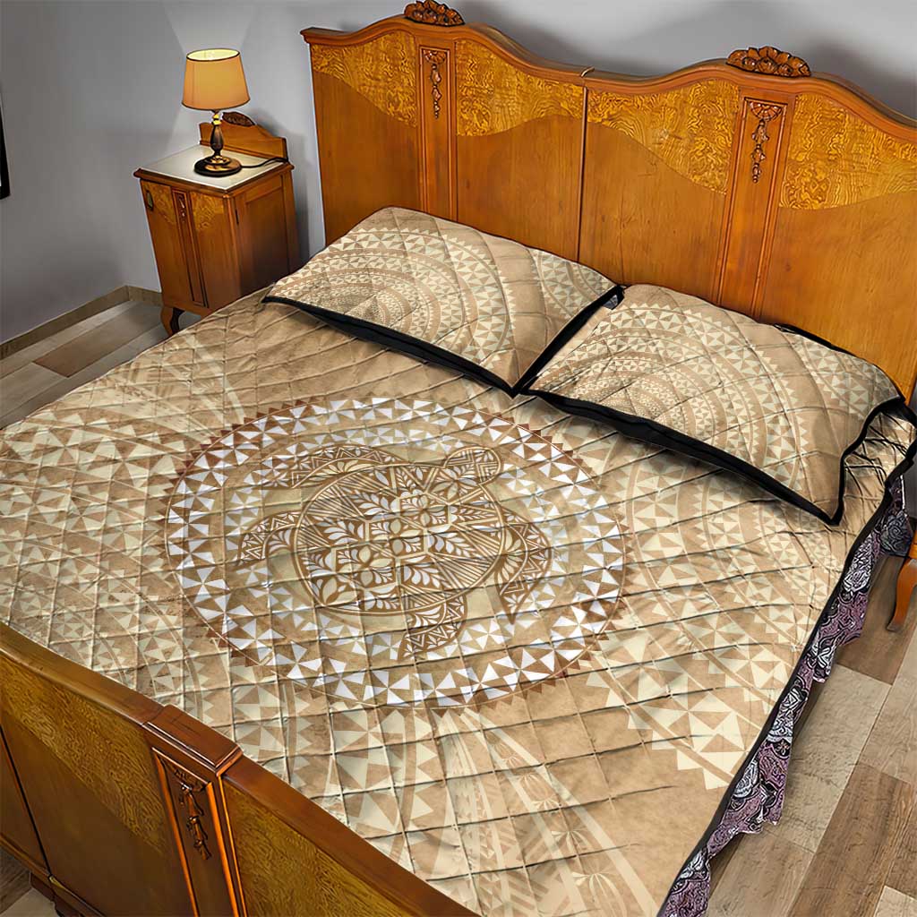 Tonga Ngatu Turtle Quilt Bed Set Vintage Tongan Tapa Cloth LT14 - Polynesian Pride