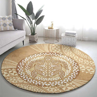 Tonga Ngatu Turtle Round Carpet Vintage Tongan Tapa Cloth LT14 - Polynesian Pride
