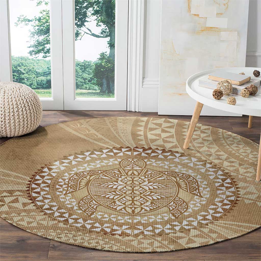 Tonga Ngatu Turtle Round Carpet Vintage Tongan Tapa Cloth LT14 - Polynesian Pride