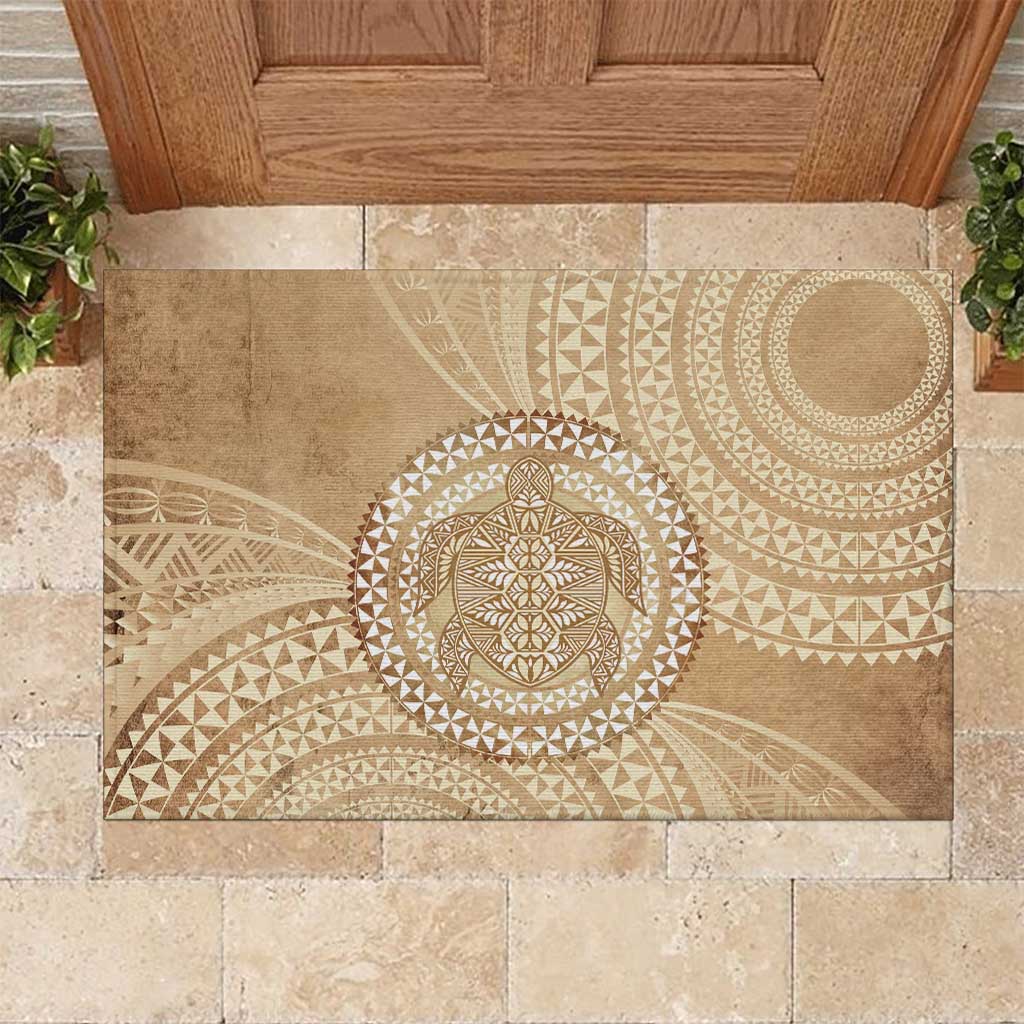 Tonga Ngatu Turtle Rubber Doormat Vintage Tongan Tapa Cloth