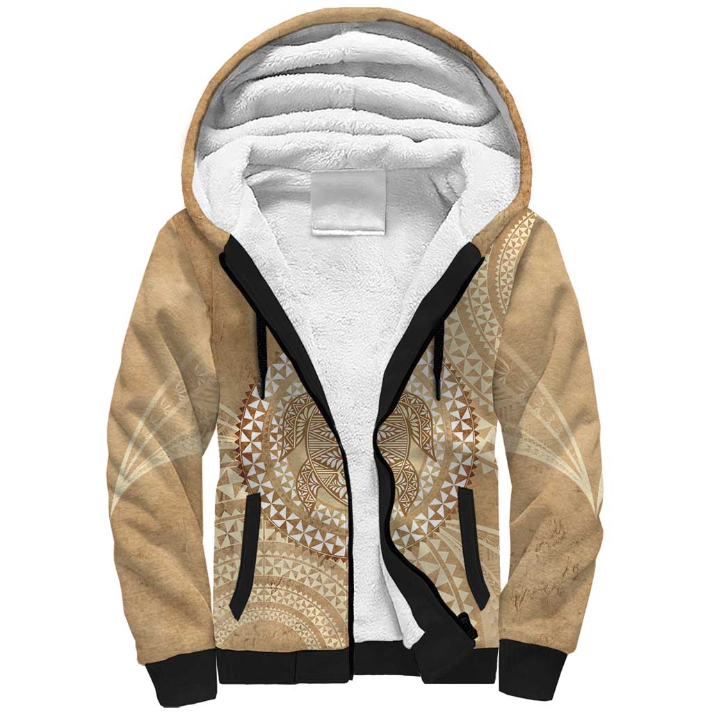 Tonga Ngatu Turtle Sherpa Hoodie Vintage Tongan Tapa Cloth LT14 Unisex Brown - Polynesian Pride