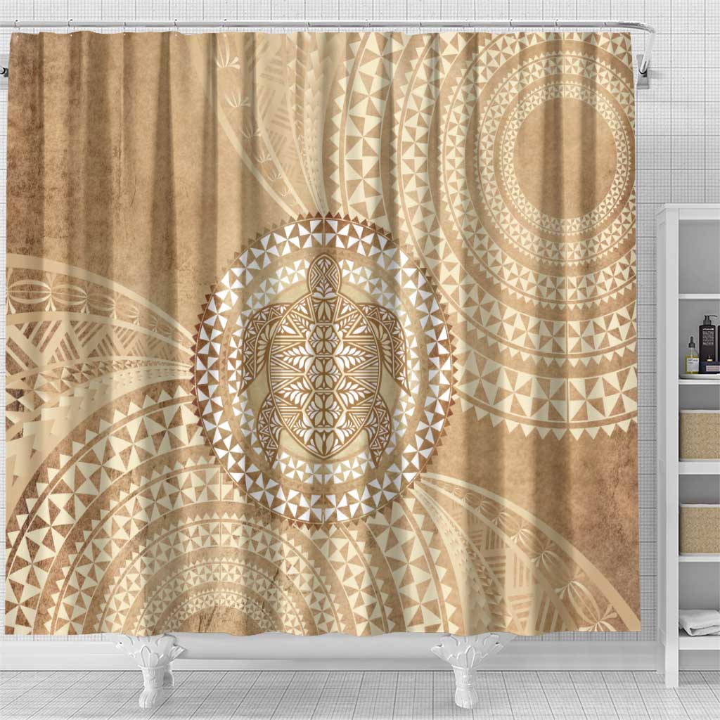 Tonga Ngatu Turtle Shower Curtain Vintage Tongan Tapa Cloth LT14 - Polynesian Pride