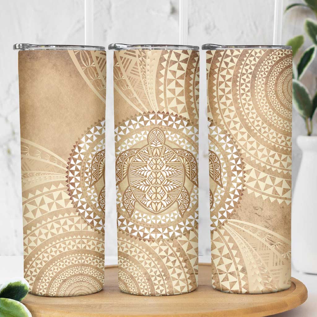 Tonga Ngatu Turtle Skinny Tumbler Vintage Tongan Tapa Cloth LT14 - Polynesian Pride
