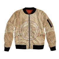 Tonga Ngatu Turtle Sleeve Zip Bomber Jacket Vintage Tongan Tapa Cloth LT14 Unisex Brown - Polynesian Pride