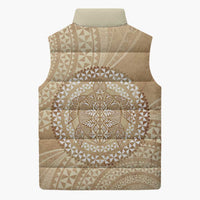 Tonga Ngatu Turtle Sleeveless Puffer Jacket Vintage Tongan Tapa Cloth LT14 - Polynesian Pride