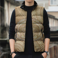 Tonga Ngatu Turtle Sleeveless Puffer Jacket Vintage Tongan Tapa Cloth LT14 - Polynesian Pride