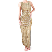 Tonga Ngatu Turtle Tank Maxi Dress Vintage Tongan Tapa Cloth LT14 Women Brown - Polynesian Pride