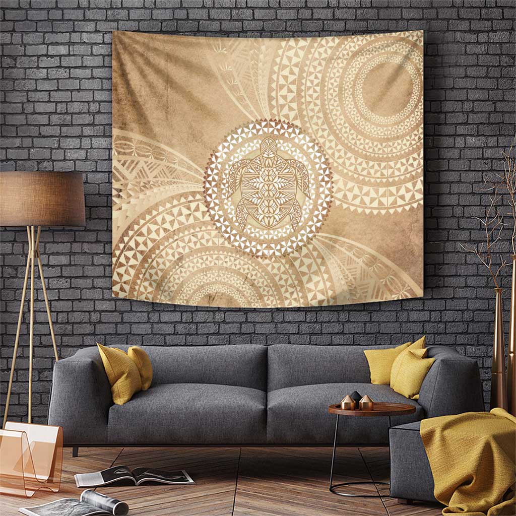 Tonga Ngatu Turtle Tapestry Vintage Tongan Tapa Cloth LT14 Brown - Polynesian Pride