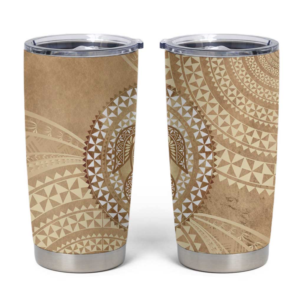 Tonga Ngatu Turtle Tumbler Cup Vintage Tongan Tapa Cloth