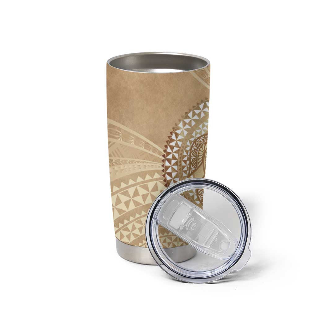 Tonga Ngatu Turtle Tumbler Cup Vintage Tongan Tapa Cloth LT14 - Polynesian Pride