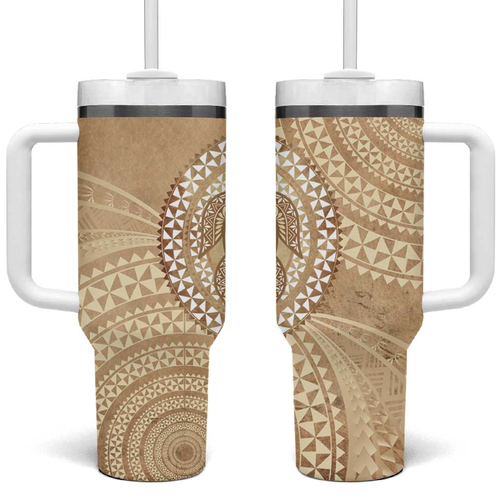 Tonga Ngatu Turtle Tumbler With Handle Vintage Tongan Tapa Cloth