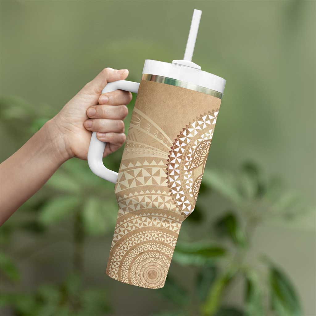 Tonga Ngatu Turtle Tumbler With Handle Vintage Tongan Tapa Cloth LT14 - Polynesian Pride