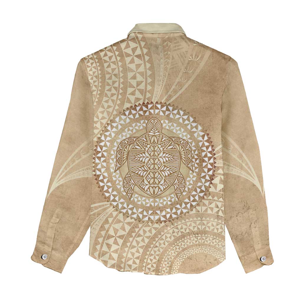 Tonga Ngatu Turtle Women Casual Shirt Vintage Tongan Tapa Cloth LT14 - Polynesian Pride