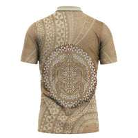 Tonga Ngatu Turtle Zipper Polo Shirt Vintage Tongan Tapa Cloth LT14 - Polynesian Pride