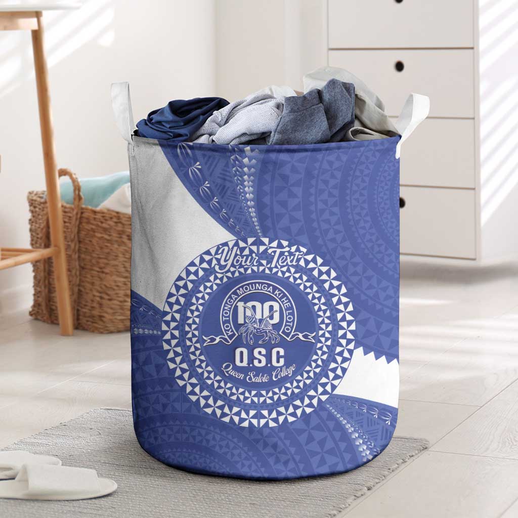 Queen Salote College 100th Anniversary Personalized Laundry Basket Est 1926 Kolisi Fefine Tongan Ngatu Pattern LT14 Blue - Polynesian Pride