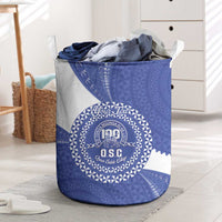 Queen Salote College 100th Anniversary Personalized Laundry Basket Est 1926 Kolisi Fefine Tongan Ngatu Pattern LT14 Blue - Polynesian Pride
