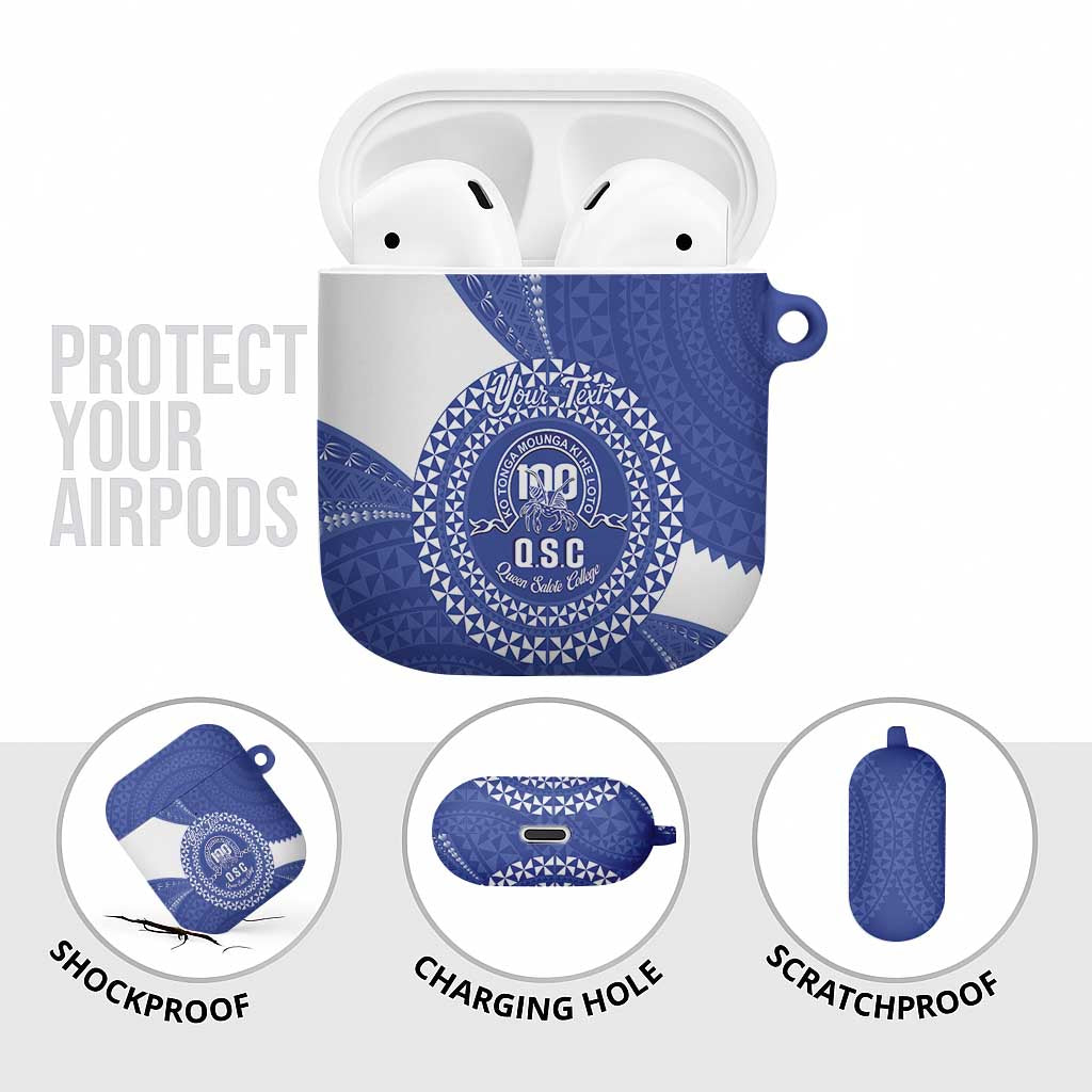Queen Salote College 100th Anniversary Personalized AirPods Case Est 1926 Kolisi Fefine Tongan Ngatu Pattern