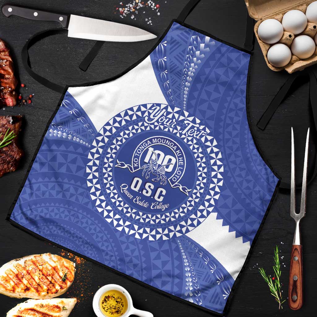 Queen Salote College 100th Anniversary Personalized Apron Est 1926 Kolisi Fefine Tongan Ngatu Pattern LT14 Blue - Polynesian Pride