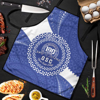 Queen Salote College 100th Anniversary Personalized Apron Est 1926 Kolisi Fefine Tongan Ngatu Pattern LT14 Blue - Polynesian Pride