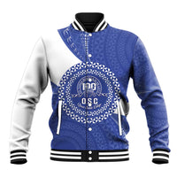 Queen Salote College 100th Anniversary Personalized Baseball Jacket Est 1926 Kolisi Fefine Tongan Ngatu Pattern LT14 Unisex Blue - Polynesian Pride