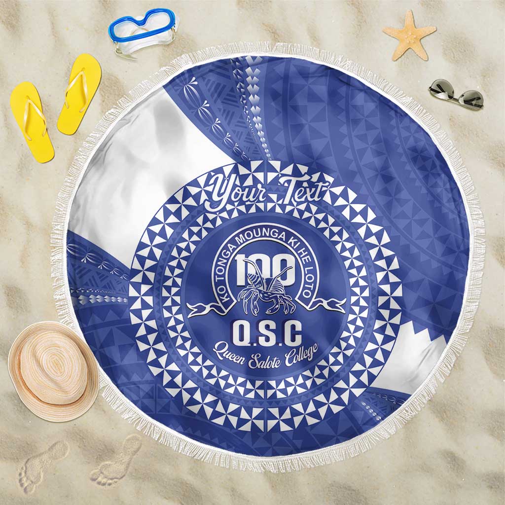 Queen Salote College 100th Anniversary Personalized Beach Blanket Est 1926 Kolisi Fefine Tongan Ngatu Pattern LT14 One Size 150cm Blue - Polynesian Pride