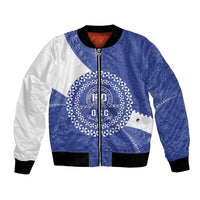 Queen Salote College 100th Anniversary Personalized Bomber Jacket Est 1926 Kolisi Fefine Tongan Ngatu Pattern LT14 Unisex Blue - Polynesian Pride